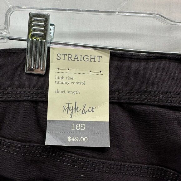 Style & Co Pants Women's 16S Highrise Tummy Control Straight Chino Carbon Gray - Picture 9 of 13